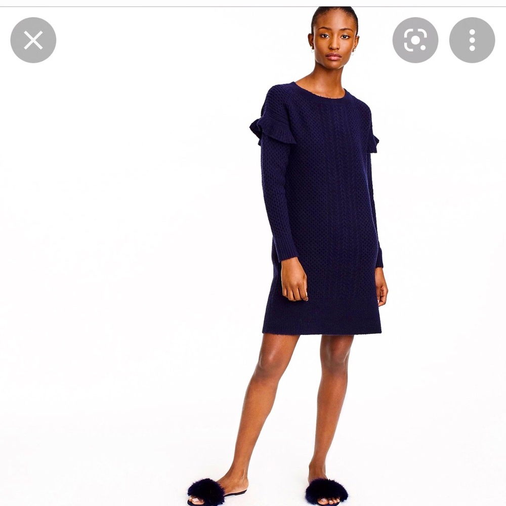 J.Crew Faux-Fur Antique Navy Blue Slide Sandals